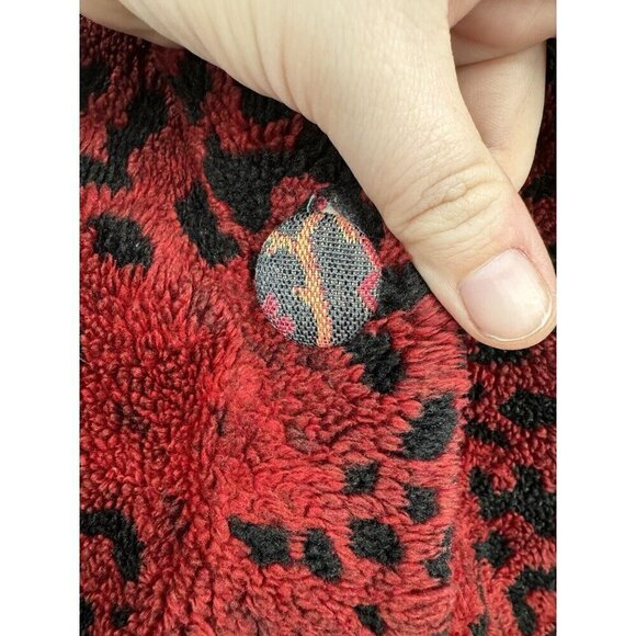 VTG Coldwater Cream Fleece Jacket Women Small Red Tapestry Granny Grandmacore - Picture 7 of 11